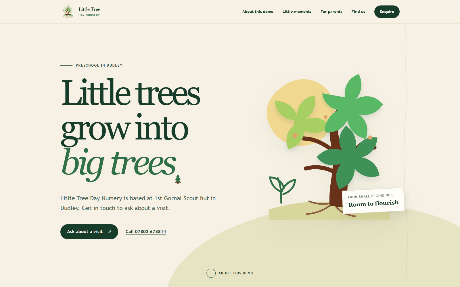 Screenshot of the Little Tree Day Nursery website